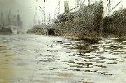 Anders Zorn i hamburgs hamn Germany oil painting artist